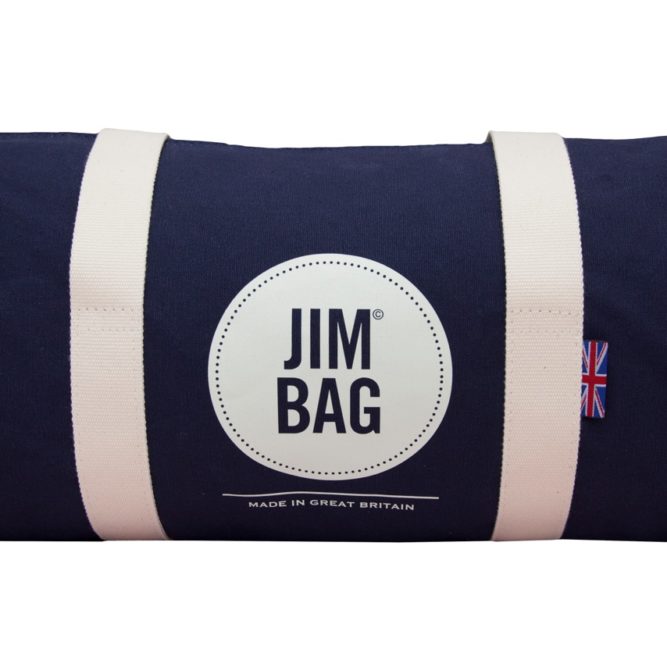 alt=Navy & Tweed Barrel Front Shot Medium Size Bag